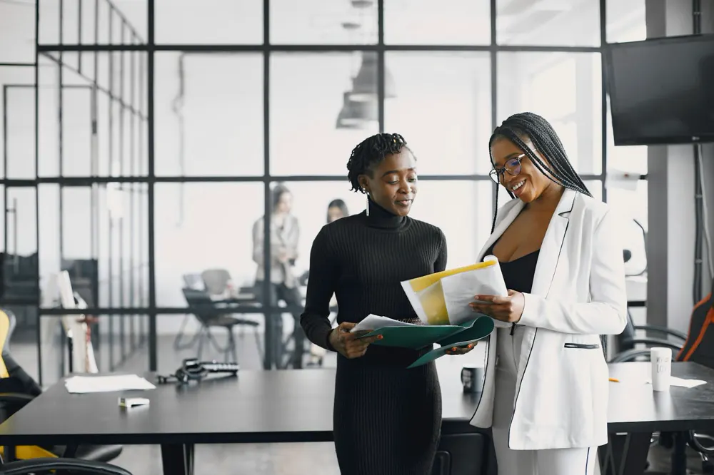 Consultant reviewing operations with a client